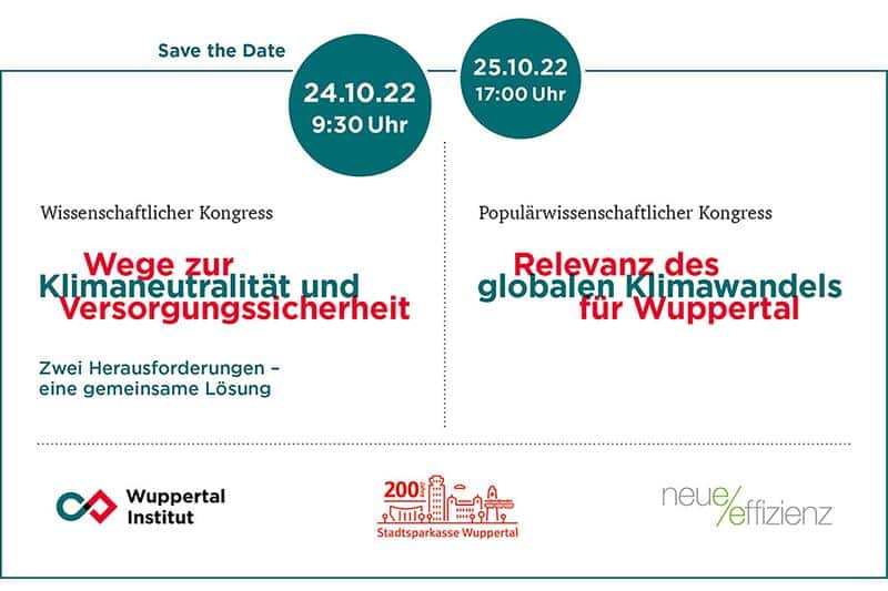 Nachhaltigkeitskongress anlässlich des 200. Jubiläums der Stadtsparkasse Wuppertal Wuppertal Institut
